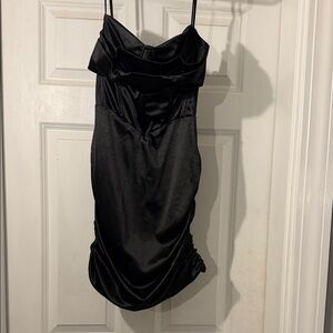 Lucy in the Sky Black Satin Mini Dress